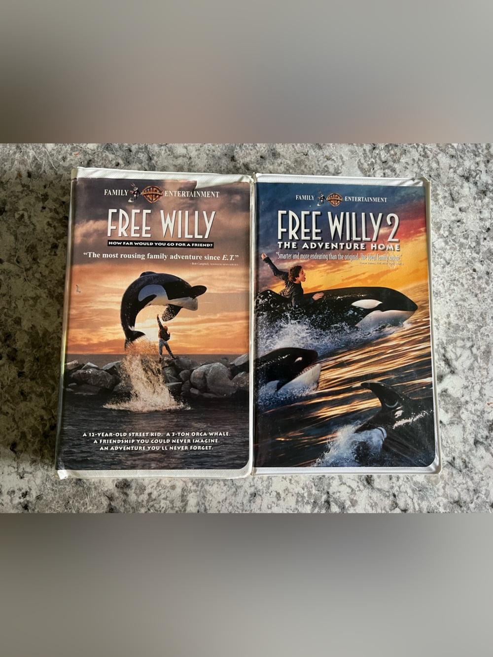 FREE WILLY & FREE WILLY 2 Vintage Clamshell VHS Lot